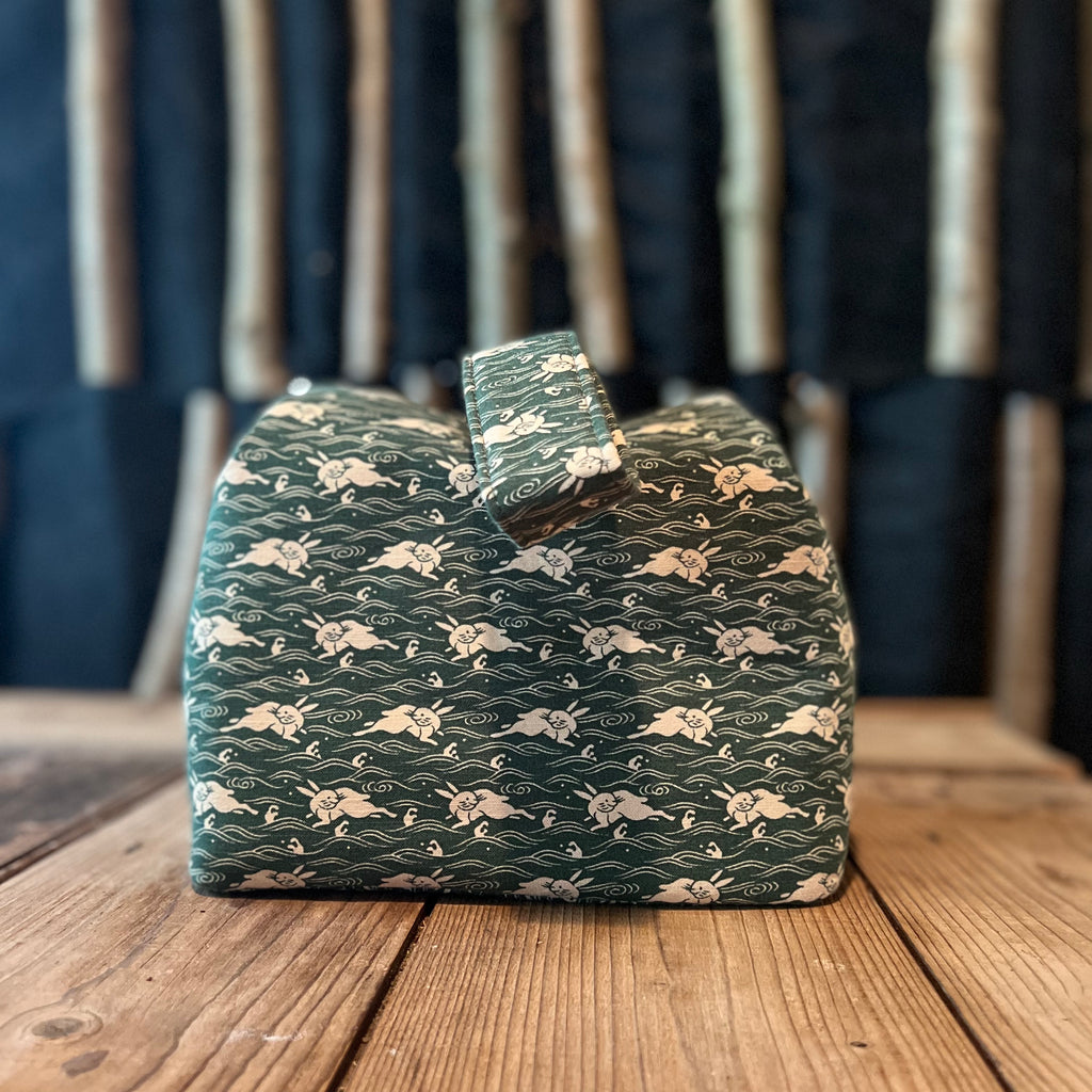 Green Rabbit 20x15x15cm Tea Bag with loop handle | Zhu Rong Studio Jingdezhen