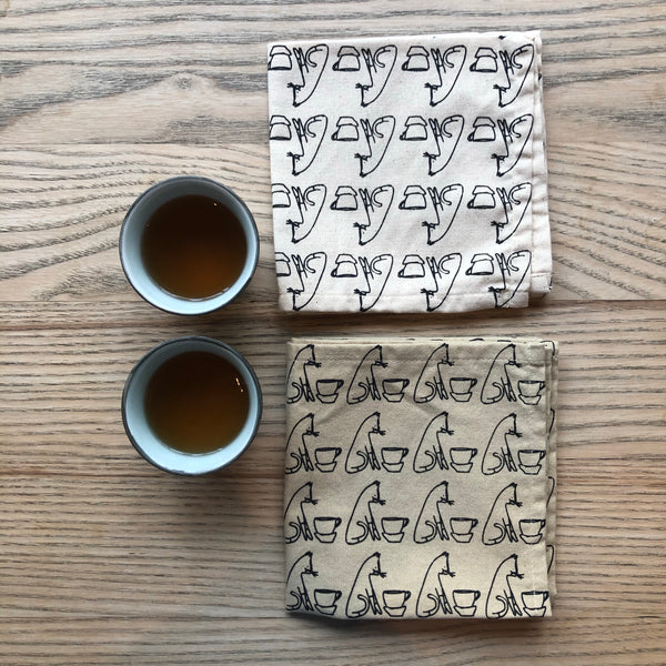 Comins Cat Tea Napkin : White Organic Cotton
