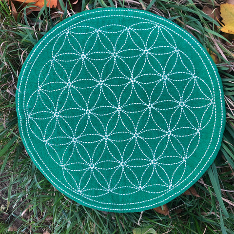 Embroidered Circular Patterned Tea Mat | Zhu Ring Studio Jingdezhen