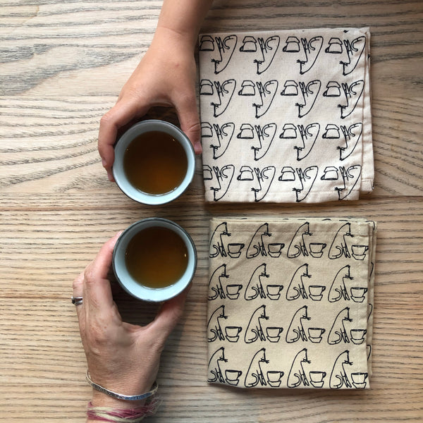 Comins Cat Tea Napkin : Natural Organic Cotton
