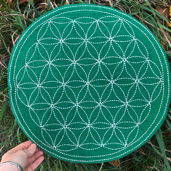 Embroidered Circular Patterned Tea Mat | Zhu Ring Studio Jingdezhen