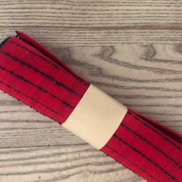 Red with black stripe XiaBu Ramie Cloth 30 x 180cm