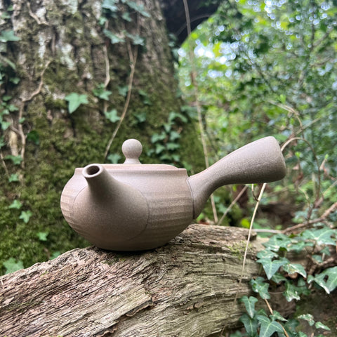 ‘Grey Sand’ 330ml Kyusu [stainless steel strainer] Morimasa Kiln Tokoname