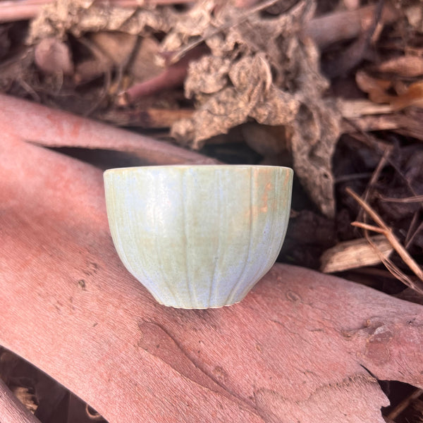 Blue Fluted Porcelain Tea Cup [Bai Brothers Studio, Nantou Taiwan]