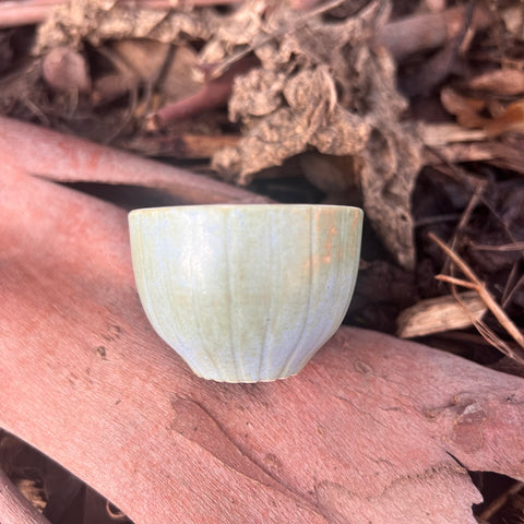 Blue Fluted Porcelain Tea Cup [Bai Brothers Studio, Nantou Taiwan]