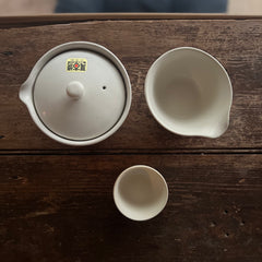 80ml White Glaze Shiboridashi / yusamashi & sipping cup set