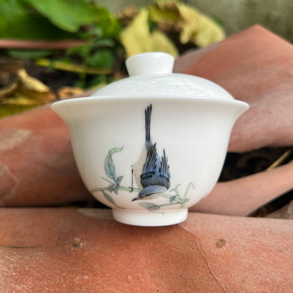 Hand Painted Jingdezhen 'Bird' Gaiwan set (1 Gaiwan, 3 cups, Glass Jug & Travel Case]  : Lai Mi Mi Studio : Jingdezhen