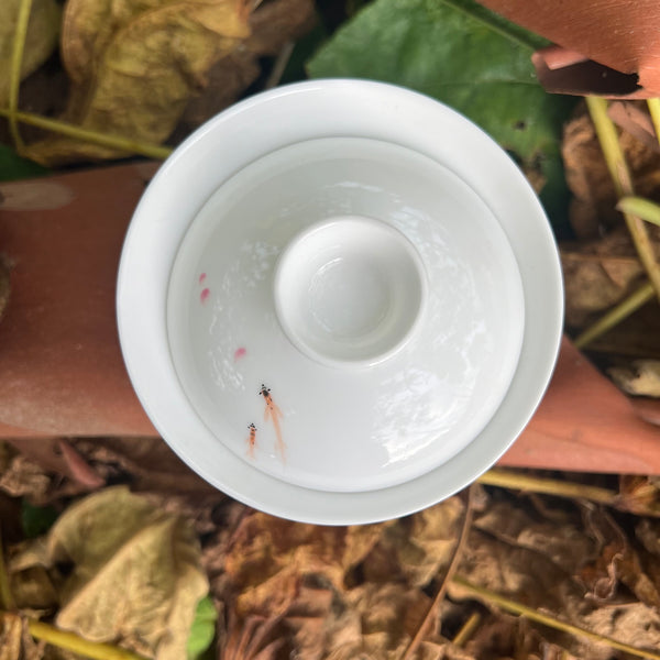 Hand Painted Fish Gaiwan : Huang Xiaokang Jingdezhen