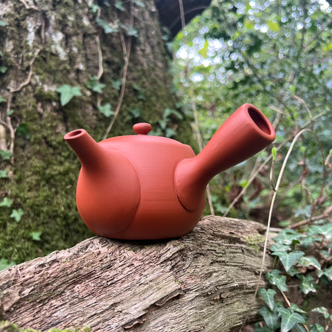 300ml Round Red Tokoname Kyusu Teapot with Ceramic Strainer [Jinsui Kiln]