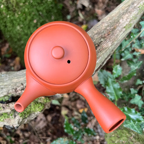 300ml Round Red Tokoname Kyusu Teapot with Ceramic Strainer [Jinsui Kiln]