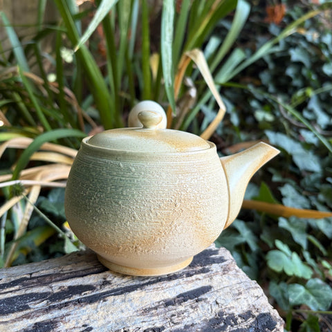 290ml White clay with Irabo Glaze Kyusu with sesame filter [Jinsui Kiln]