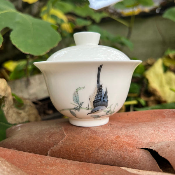 Hand Painted Jingdezhen 'Bird' Gaiwan set (1 Gaiwan, 3 cups, Glass Jug & Travel Case]  : Lai Mi Mi Studio : Jingdezhen