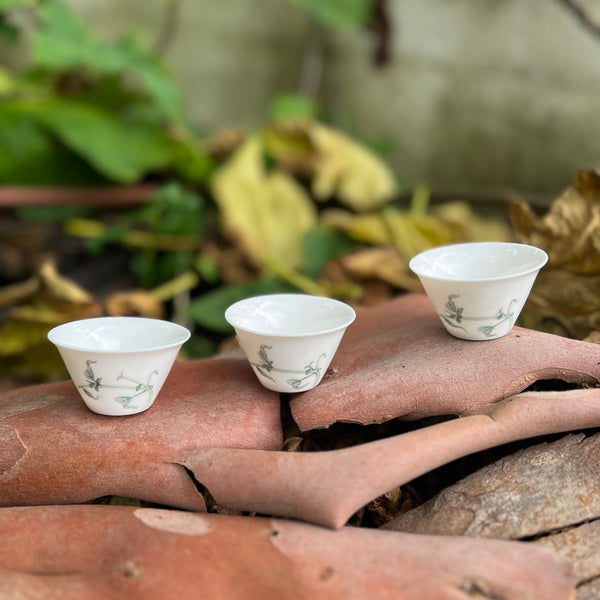 Hand Painted Jingdezhen 'Bird' Gaiwan set (1 Gaiwan, 3 cups, Glass Jug & Travel Case]  : Lai Mi Mi Studio : Jingdezhen