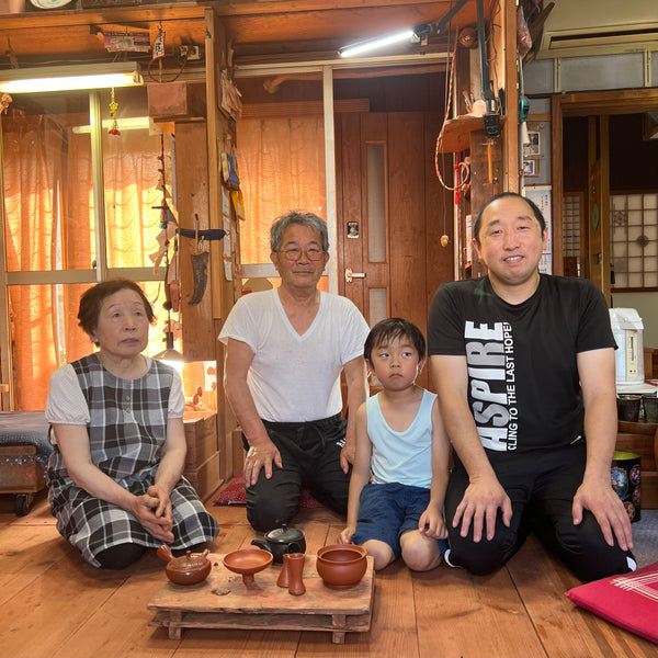 290ml Black Shudei Tobikanna (飛び鉋)/ Bani Kyusu with sesame filter [Gyokuryū Kiln]