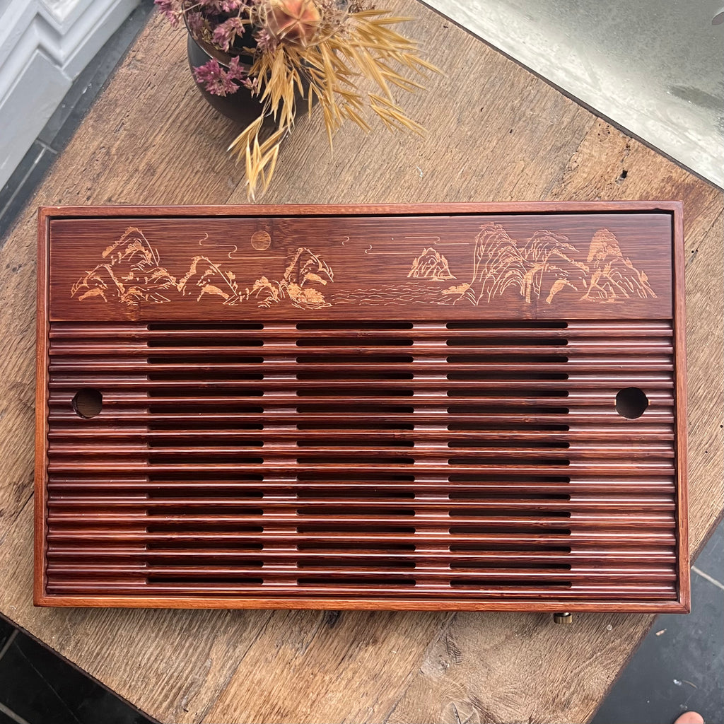 Mountain scene Bamboo Gong Fu Tray [37x22x4]