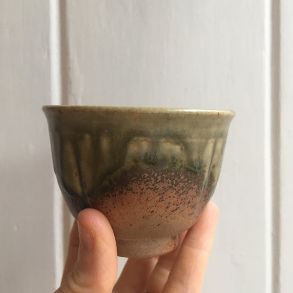 Green Brown Tokoname Teacup [H 7cm D 8cm]