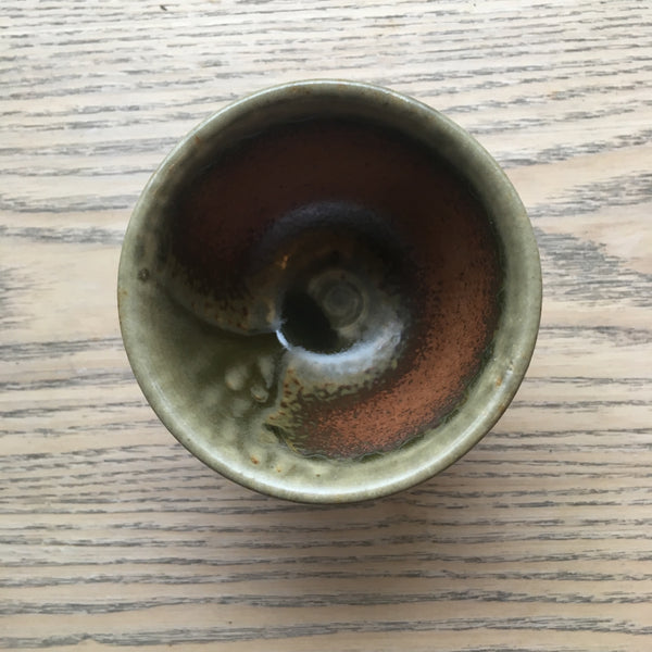 Green Brown Tokoname Teacup [H 7cm D 8cm]