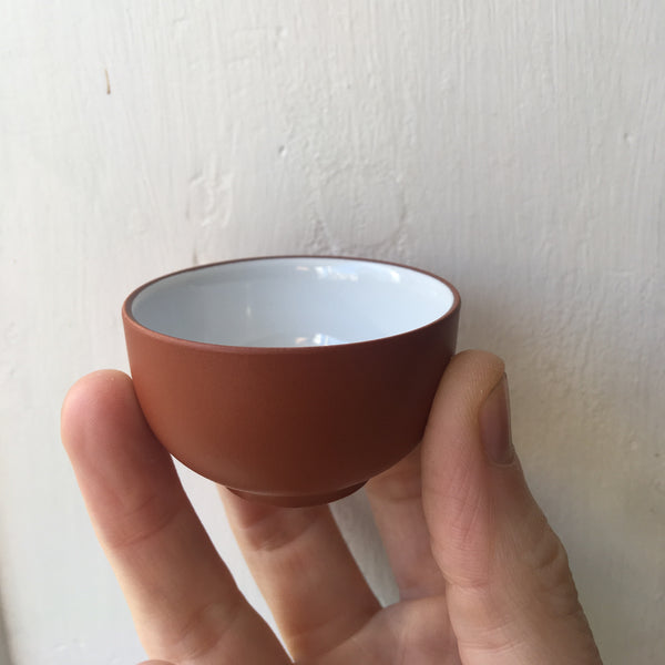 Yixing Pottery Sipping Cup [Light brown white porcelain inside]