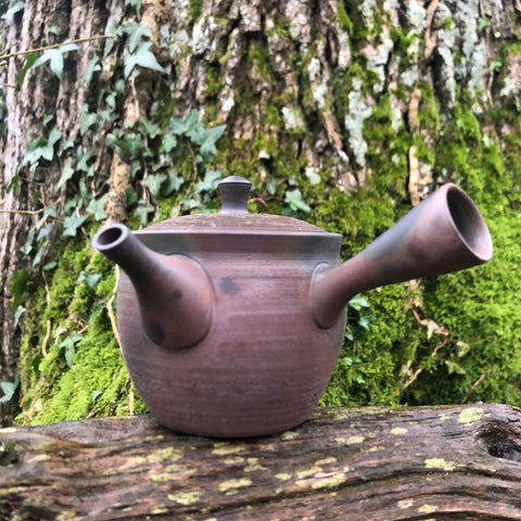 140ml Brown/Rust Textured Tokoname Kyusu Teapot with Ceramic Strainer [Gyokko Kiln]