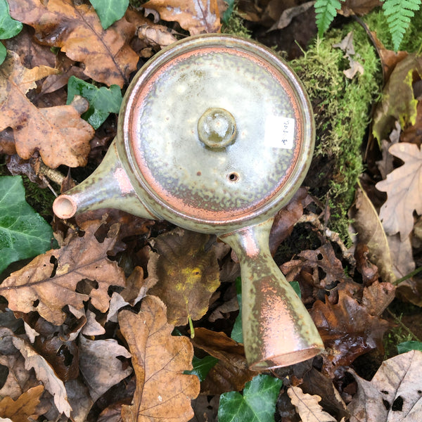 Rustic Green and brown Tokoname Pouring Teapot 290ml [Stainless Steel Mesh Strainer]