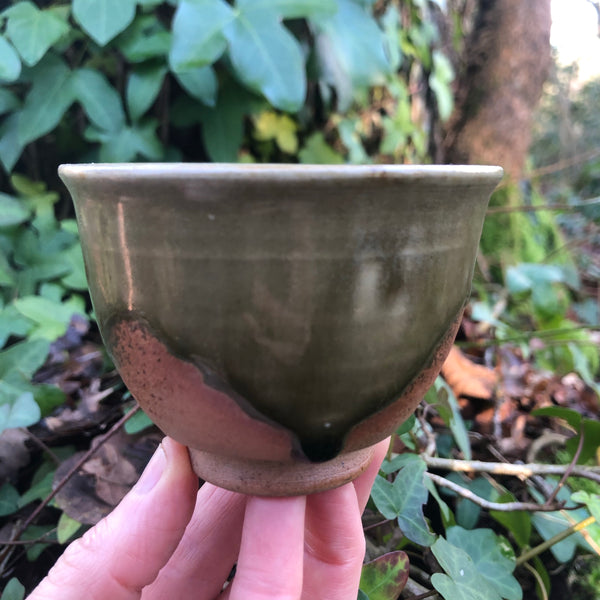 Green Brown Tokoname Teacup [H 7cm D 8cm]