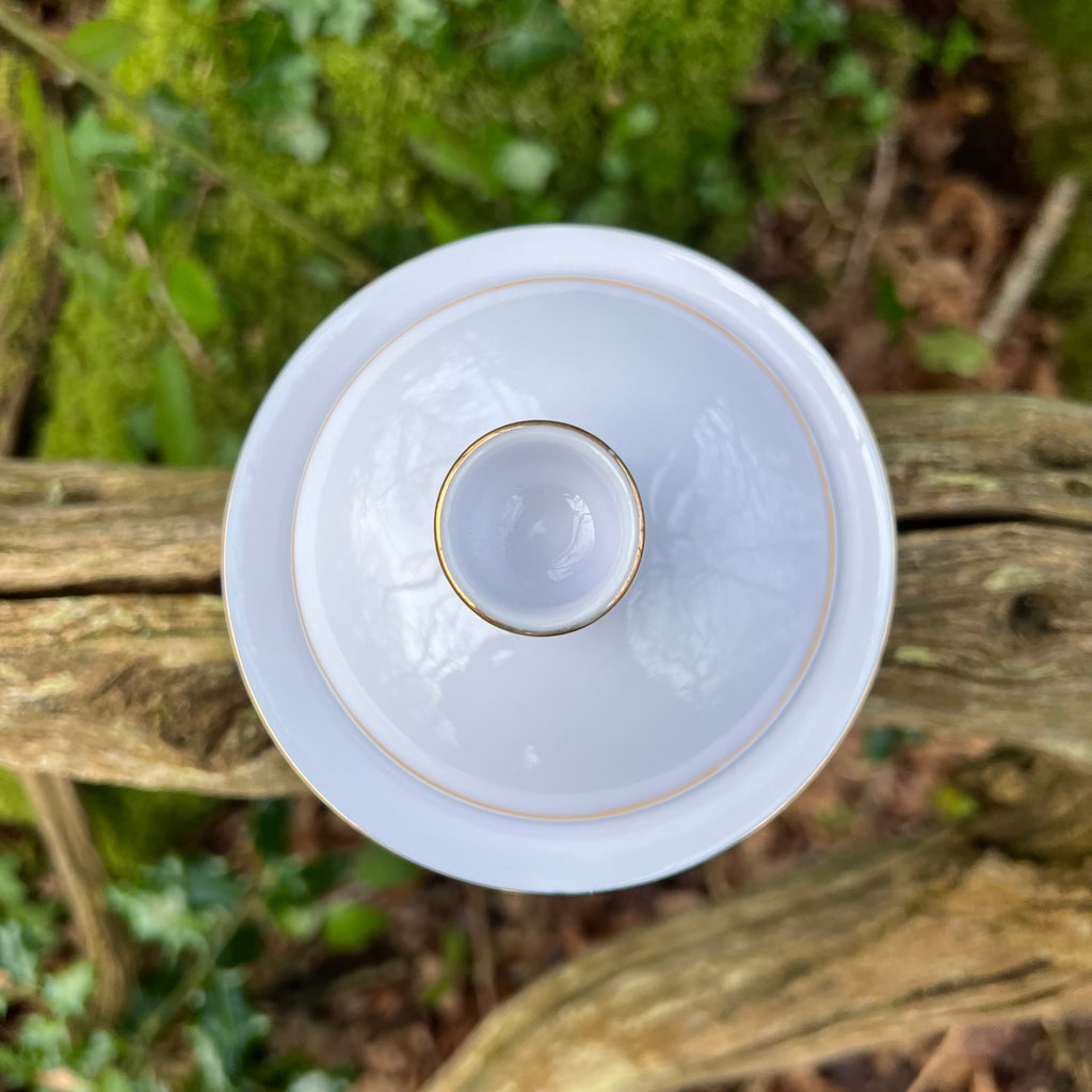 White with Gold Trim Faceted 150ml Gaiwan