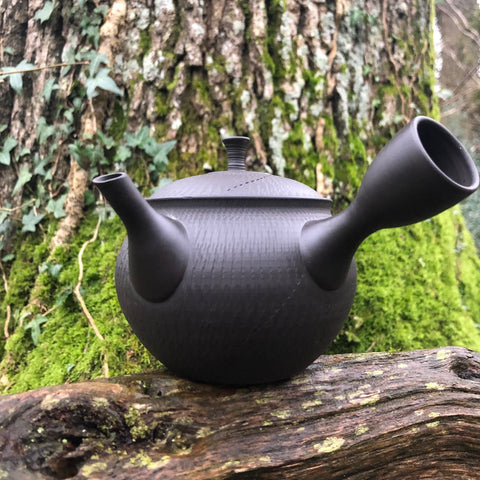 360ml Tokoname Black Pattern Kyusu Teapot with ceramic strainer [Hokuryu Kiln]