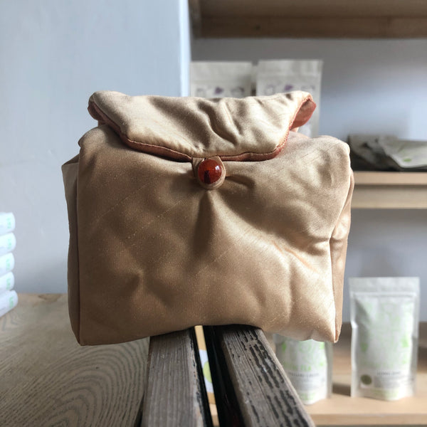 Golden Tea Bag with red button (internal pockets)  | Zhu Ring Studio Jingdezhen