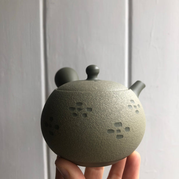 200ml Green Patterned Tokoname Kyusu Teapot with Ceramic Strainer [Shunju Kiln]