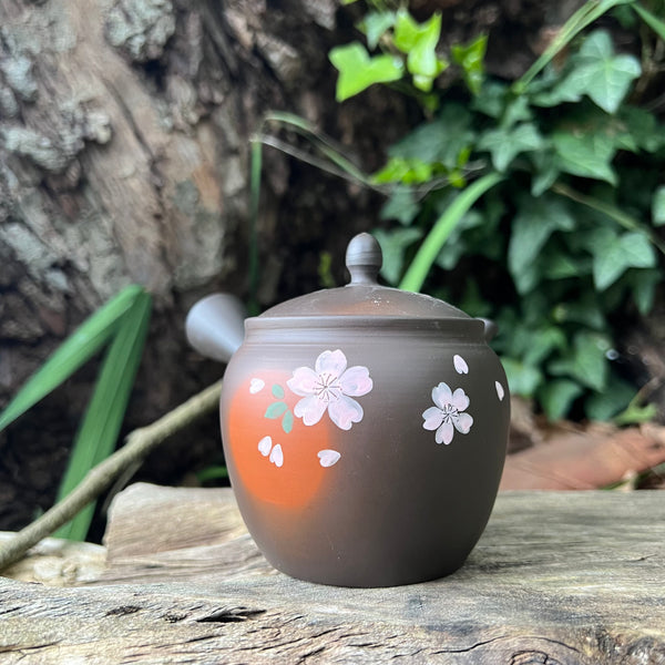Black with flowers Tokoname Kyusu Teapot 140ml [Ceramic Strainer]